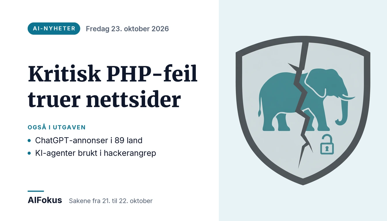 Sprukket skjold med elefant og åpen hengelås ved siden av overskriften «Kritisk PHP-feil truer nettsider»